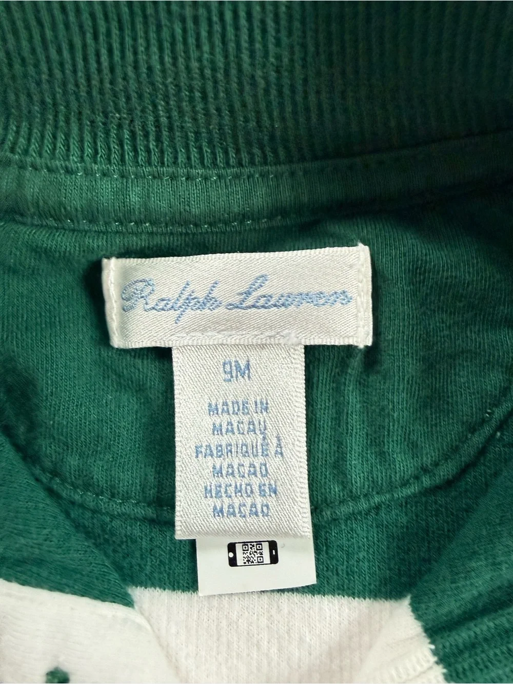 Ralph Lauren Green & White Striped Kids Sweatshirt with Green Joggers